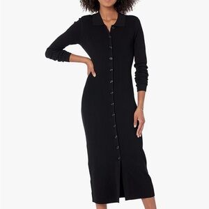 Black Collared Button Down Sweater Dress